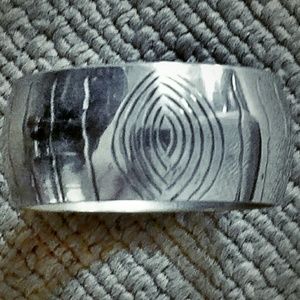 Vintage Wide Mid-Century Modern Silver Bangle Bracelet